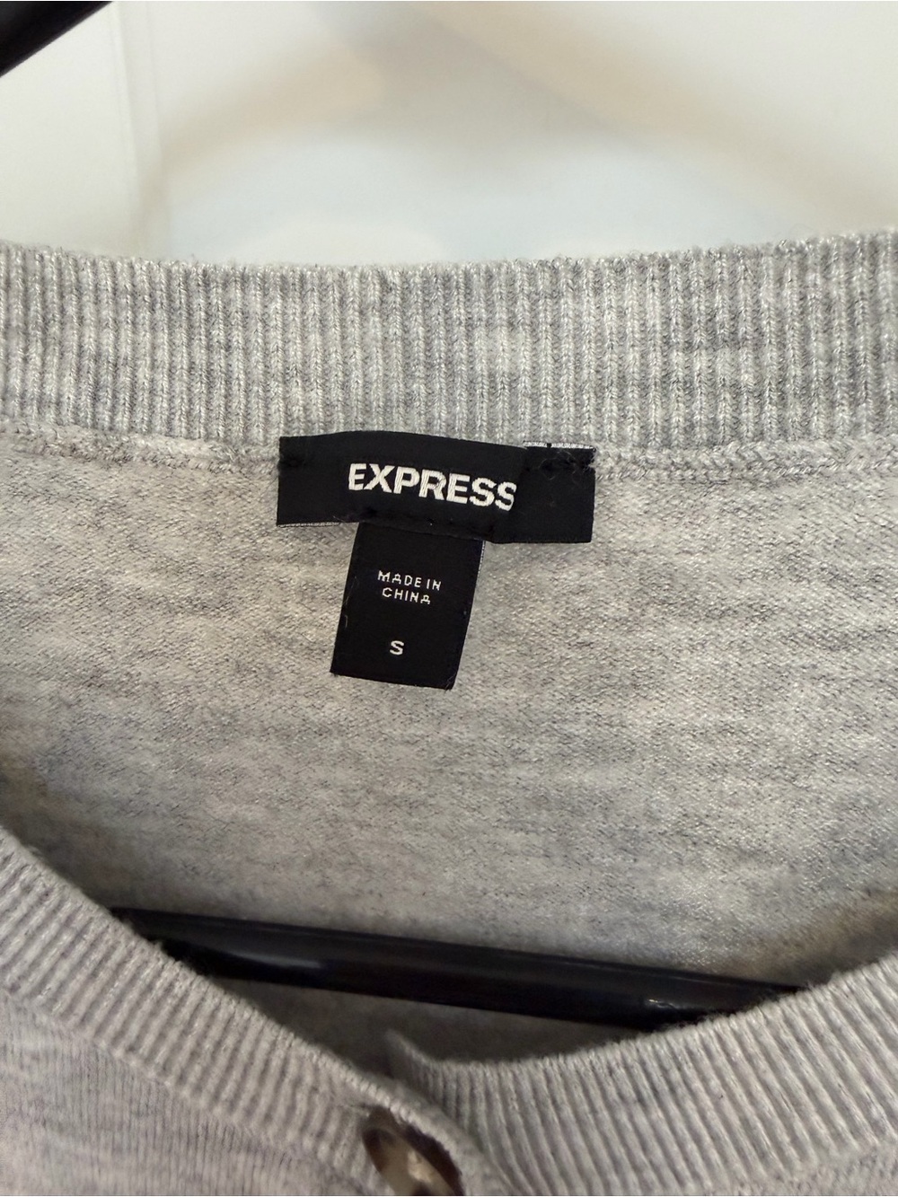 Express Light Gray Ribbed-Neck Cardigan -Size Small - Picture 3 of 7